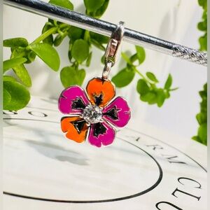 Thomas Sabo Tropical Flower 925 Sterling Silver Enamel Club Charm Clip Pendant